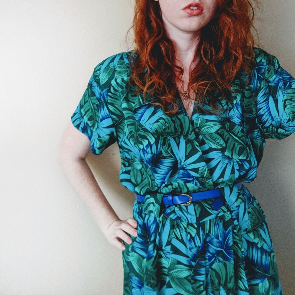 80s palm fronds dress